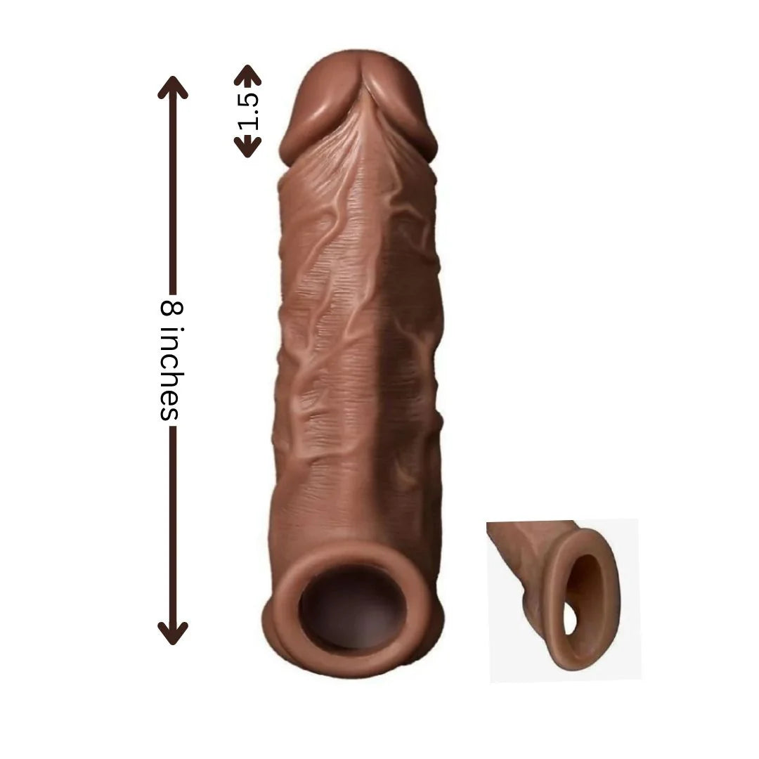 Brown Realistic Penis Sleeve 7 Inches